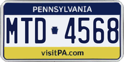 PA license plate MTD4568
