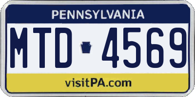 PA license plate MTD4569