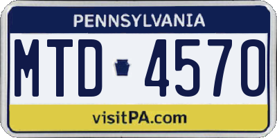 PA license plate MTD4570