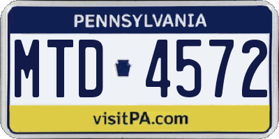 PA license plate MTD4572