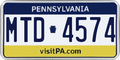 PA license plate MTD4574