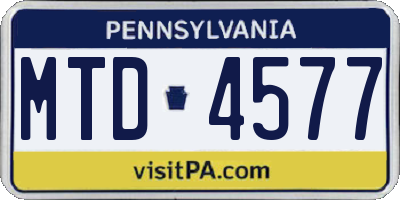 PA license plate MTD4577