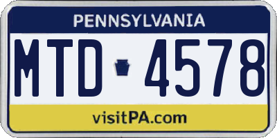 PA license plate MTD4578