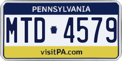 PA license plate MTD4579