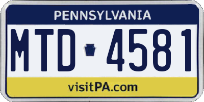 PA license plate MTD4581