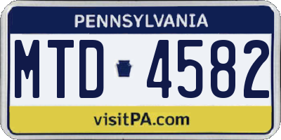 PA license plate MTD4582