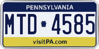 PA license plate MTD4585