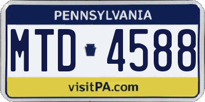 PA license plate MTD4588