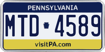 PA license plate MTD4589