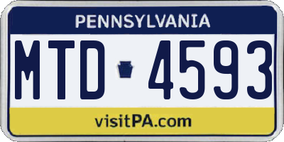 PA license plate MTD4593