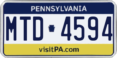 PA license plate MTD4594
