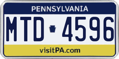 PA license plate MTD4596