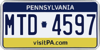 PA license plate MTD4597