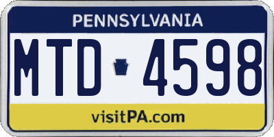 PA license plate MTD4598