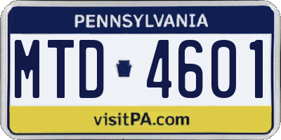 PA license plate MTD4601