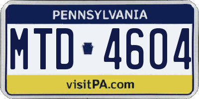 PA license plate MTD4604