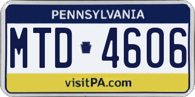 PA license plate MTD4606
