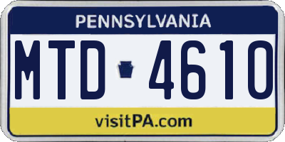 PA license plate MTD4610