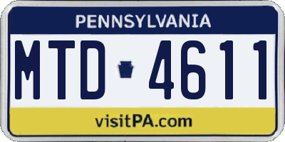PA license plate MTD4611