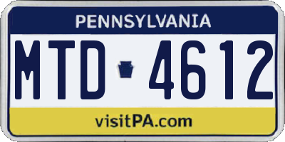 PA license plate MTD4612