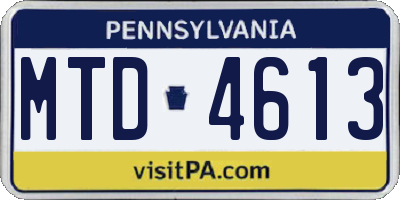 PA license plate MTD4613