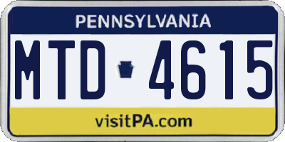 PA license plate MTD4615