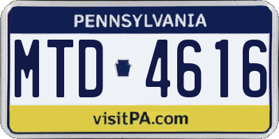 PA license plate MTD4616