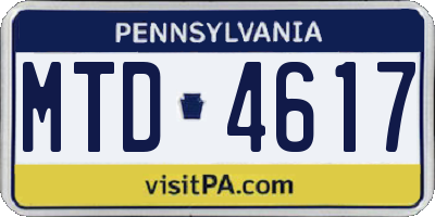 PA license plate MTD4617