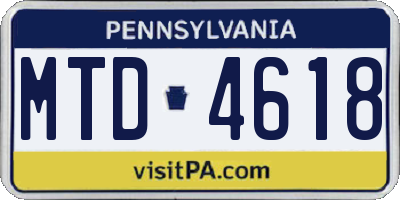 PA license plate MTD4618