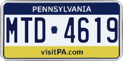 PA license plate MTD4619