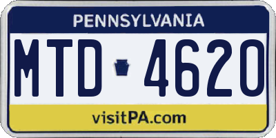 PA license plate MTD4620