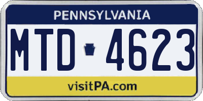 PA license plate MTD4623