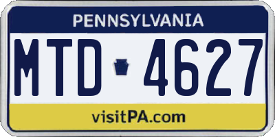 PA license plate MTD4627
