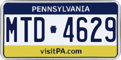PA license plate MTD4629