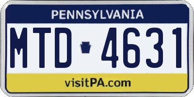 PA license plate MTD4631