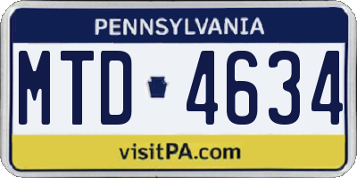 PA license plate MTD4634