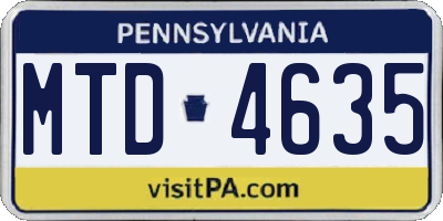 PA license plate MTD4635