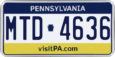 PA license plate MTD4636