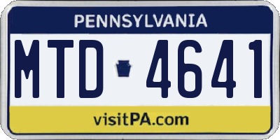 PA license plate MTD4641