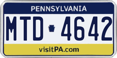 PA license plate MTD4642
