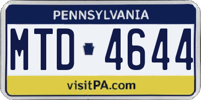 PA license plate MTD4644