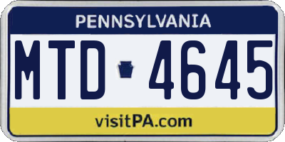 PA license plate MTD4645
