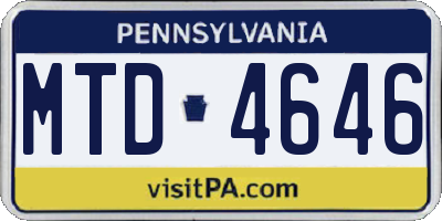 PA license plate MTD4646