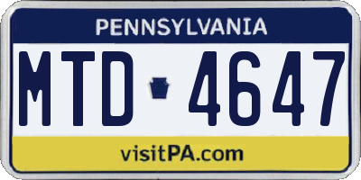 PA license plate MTD4647