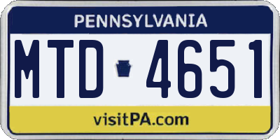 PA license plate MTD4651