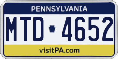 PA license plate MTD4652