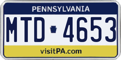 PA license plate MTD4653