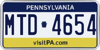 PA license plate MTD4654