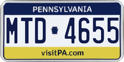 PA license plate MTD4655