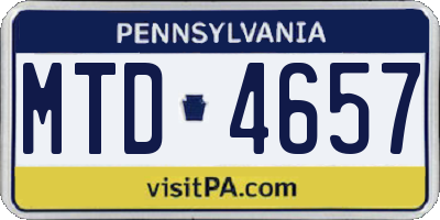PA license plate MTD4657
